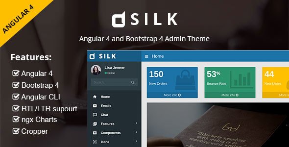 SILK - Angular 4 with Bootstrap 4 and Material Design Admin Template - Admin Templates Site Templates TFx Sachie Kohaku