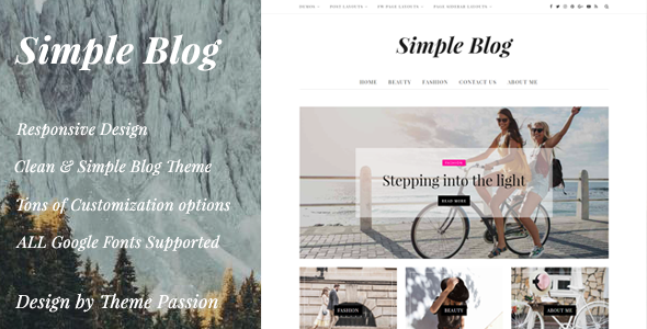 Simple Blog - Clean Responsive WordPress Blog Theme - Personal Blog / Magazine TFx Anderson Nurul