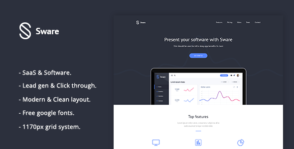 Sware - SaaS & Software Landing PSD Template - Software Technology TFx Malik Rodger