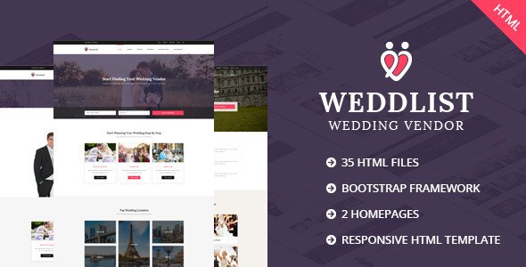 Weddlist - Wedding Vendor Directory HTML Template - Wedding Site Templates TFx Gayelord Merrill