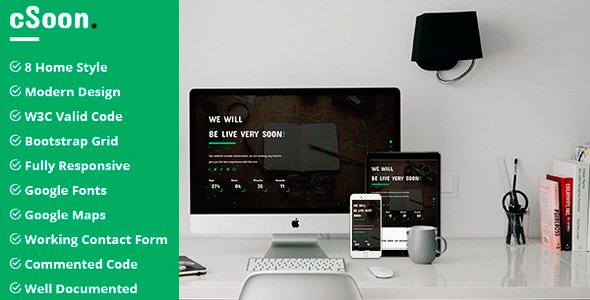 cSoon - A modern creative responsive coming soon template - Under Construction Specialty Pages TFx Norman Jaylen