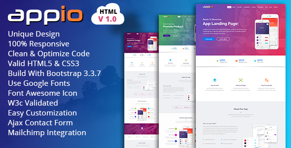 APPIO | App Landing Page HTML Template - Technology Site Templates TFx Frederick Terell