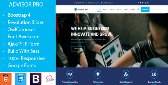 AdvisorPro – Consulting Business, Finance HTML5 Template - Business Corporate TFx Rylan Gregory