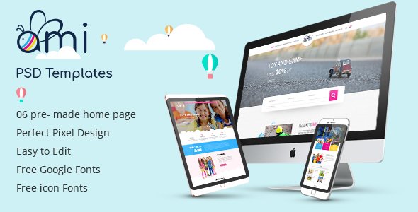 Ami - Kid Shop PSD Template - Children Retail TFx Darma Bert