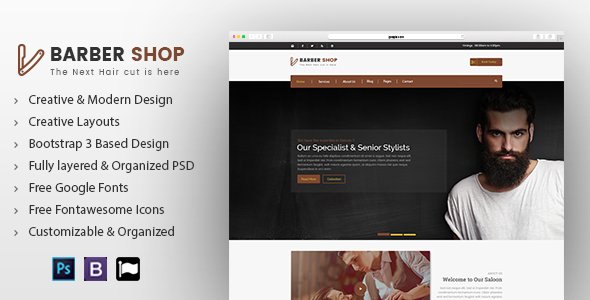 Barber Shop Creative PSD Template - Fashion Retail TFx Trevor Zack