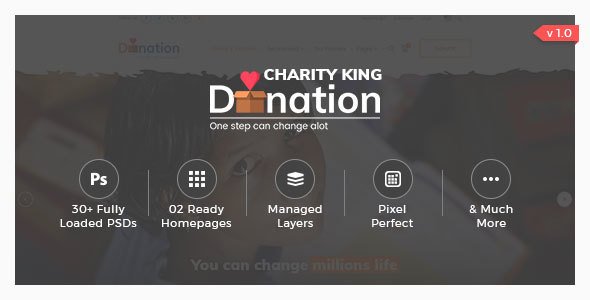 Charity King - Charity PSD Template - Charity Nonprofit TFx Slamet Grier
