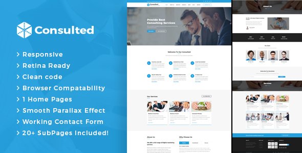 Consulted - Business Consulting and Professional Services HTML Template - Business Corporate TFx Linton Gorden
