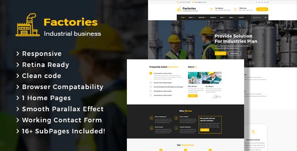 Factories - Industrial Business HTML Template - Business Corporate TFx Clint Jeb