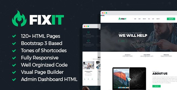 FixIt - Electronics Repair HTML Template with Builder and Dashboard Frontend - Business Corporate TFx Hewie Braiden