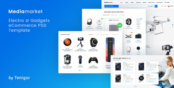 Media Market – Electronics and Gadgets eCommerce PSD template - Retail PSD Templates TFx Octavian Harper