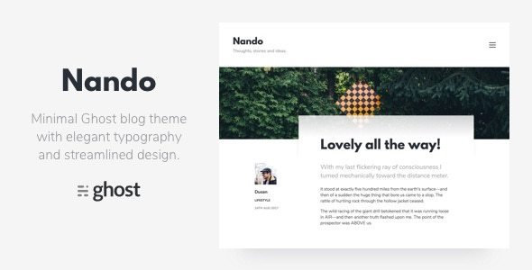 Nando - Minimal Ghost Blogging Theme - Ghost Themes Blogging TFx Zachery Antinanco