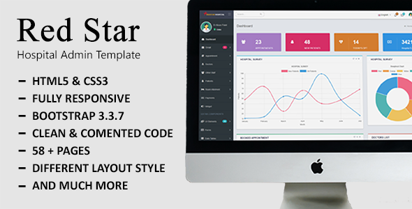RedStar Hospital - Bootstrap Admin Template - Admin Templates Site Templates TFx Payton Warwick