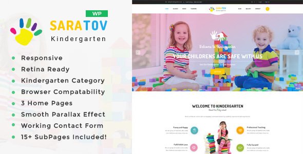 Saratov - Day Care & Kindergarten School WordPress Theme - Education WordPress TFx Teddy Cornell