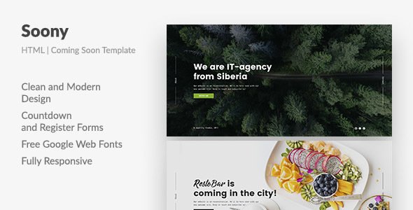 Soony — Powerful Coming Soon HTML Template - Creative Site Templates TFx Nowell Cletus