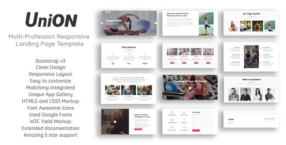 Union - Multi-Profession Responsive Landing Page Template - Landing Pages Marketing TFx Kevyn Dallas