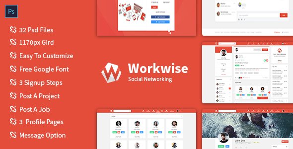 Workwise - The Freelancer And Social Networking PSD Template - Creative PSD Templates TFx Gayelord Hyrum