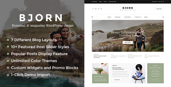 Bjorn - Personal WordPress Blog Theme - Personal Blog / Magazine TFx Ladislas Beauregard