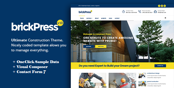 BrickPress - Construction & Building WordPress Theme - Business Corporate TFx Ocean Reggie