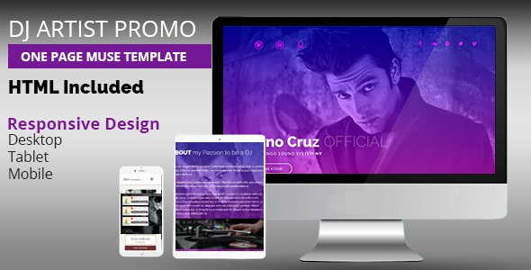 DJ Artist Promo One Page Muse Template - Landing Muse Templates TFx Hidayat Gore