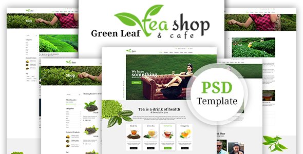 Green Leaf Tea Shop PSD Template - Food Retail TFx Purnama Deacon
