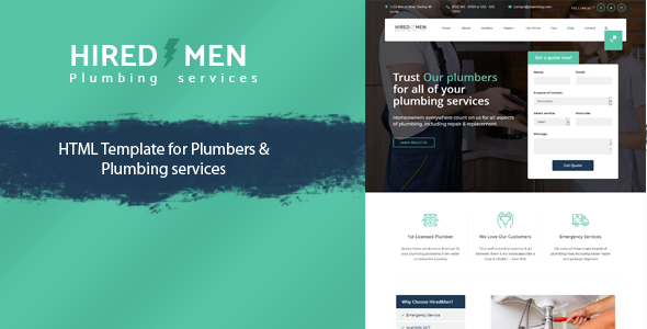 HiredMen - Plumber Services Template - Miscellaneous Site Templates TFx Andre Takuya
