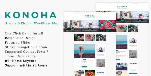 Konoha - A Simple & Elegant WordPress Blog Theme - Personal Blog / Magazine TFx Made Spike