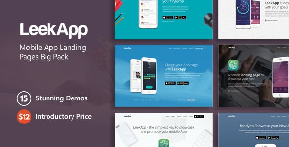 LeekApp - Mobile App Landing Pages Big Pack - Landing Pages Marketing TFx Ken Drummond