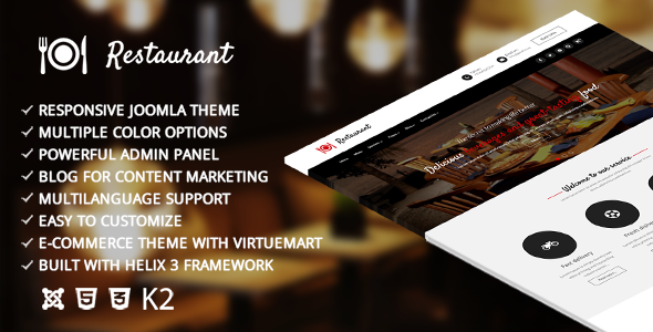 Restaurant – Responsive Joomla Template - Joomla CMS Themes TFx Kim Corwin