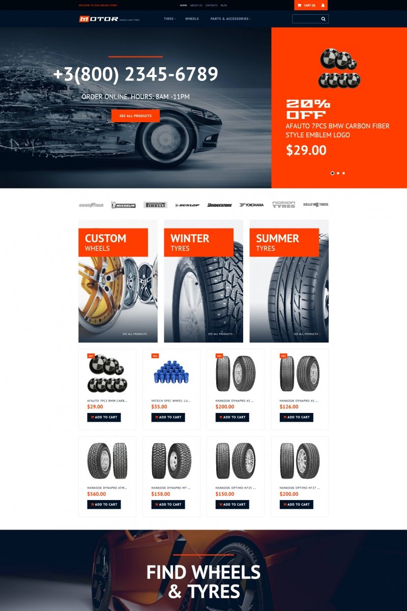 Wheels & Tires Responsive MotoCMS Ecommerce Template TMT Morgan Sandy
