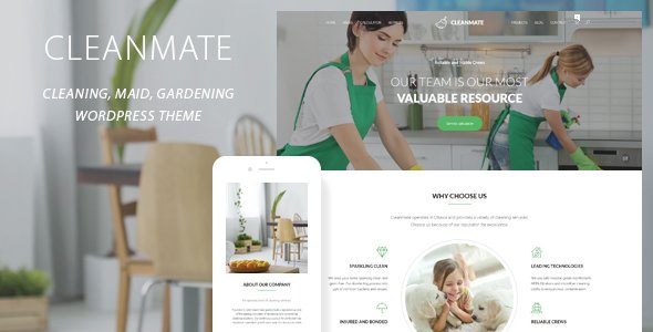 CleanMate - Cleaning Company Maid Gardening WordPress Theme
           TFx Royale Darden