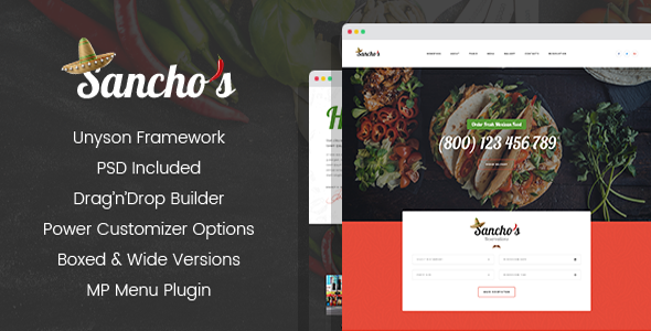 Sancho's - Mexican Restaurant WordPress Theme
           TFx Aydan Mason
