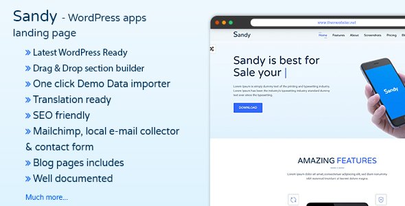 Sandy - Apps Landing Page WordPress Theme
           TFx Riku Devon