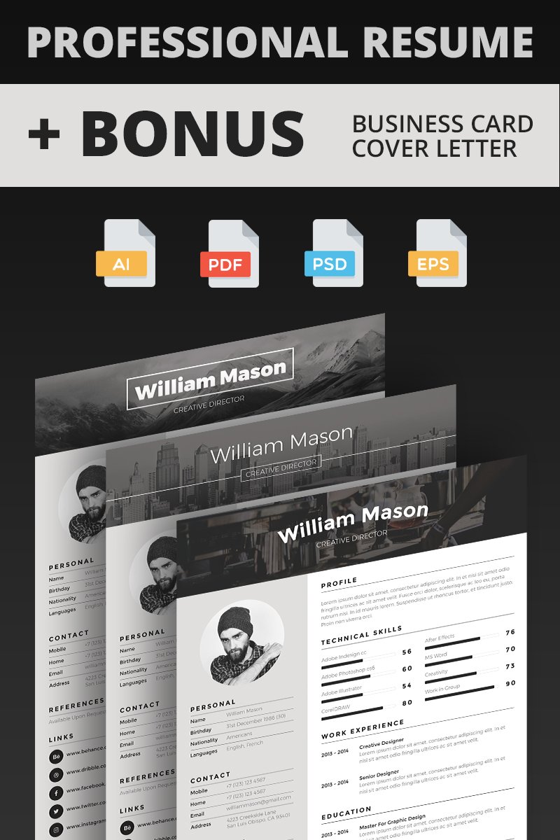 William Mason - Creative Director Resume Template TMT Maddox Hakob