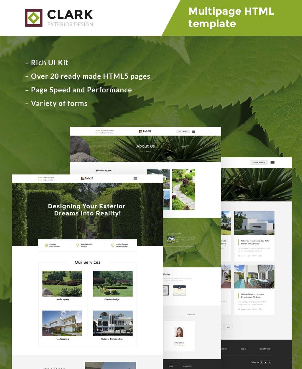 Clark Exterior Design Responsive Website Template TMT Buddha Kadek
