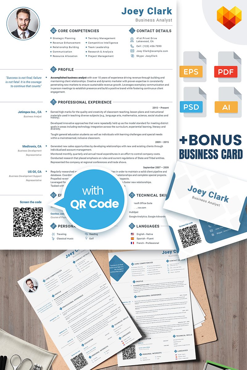 Joey Clark - Business Analyst and Financial Consultant Resume Template TMT Charlie Parris