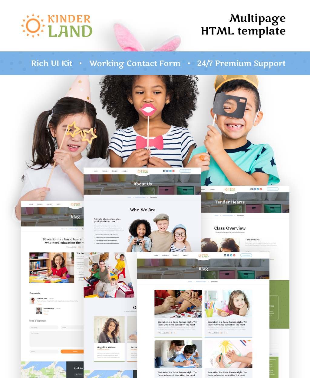 Kinder Land - Kids Center Responsive HTML5 Website Template TMT Naomi Marshall