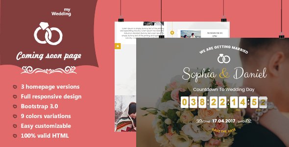myWedding - Coming Soon HTML Template
           TFx Morley Laverne