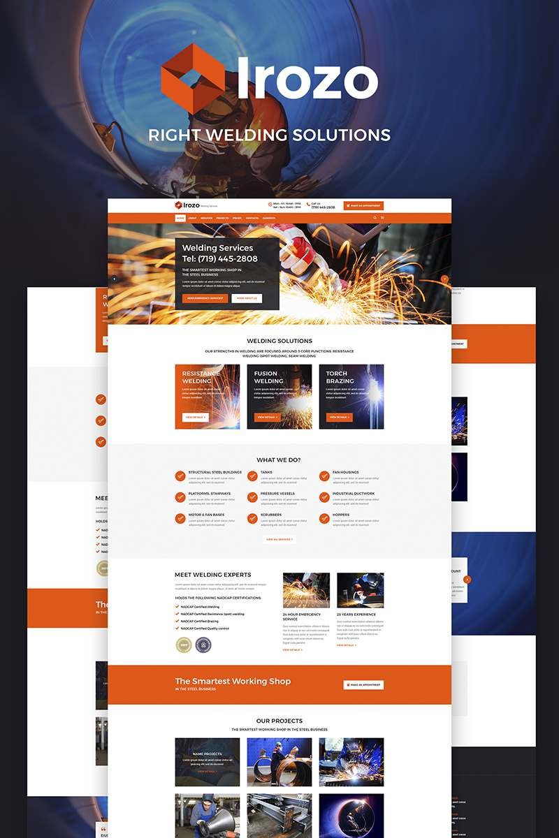 Irozo - Welding Services WordPress Theme TMT Ari Russel