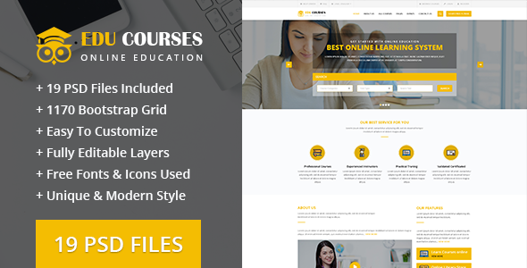 Edu-Courses Online Education PSD Template
           TFx Harvie Mahpiya