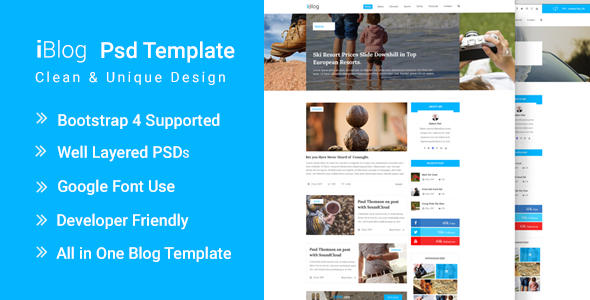 IronBlog - Blog Magazine Website PSD Template
           TFx Hubert Talon