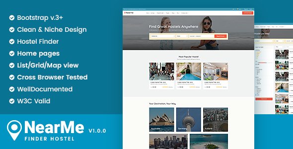 Nearme - Hostel Accommodation Booking Responsive Templates
           TFx Rex Rudolf
