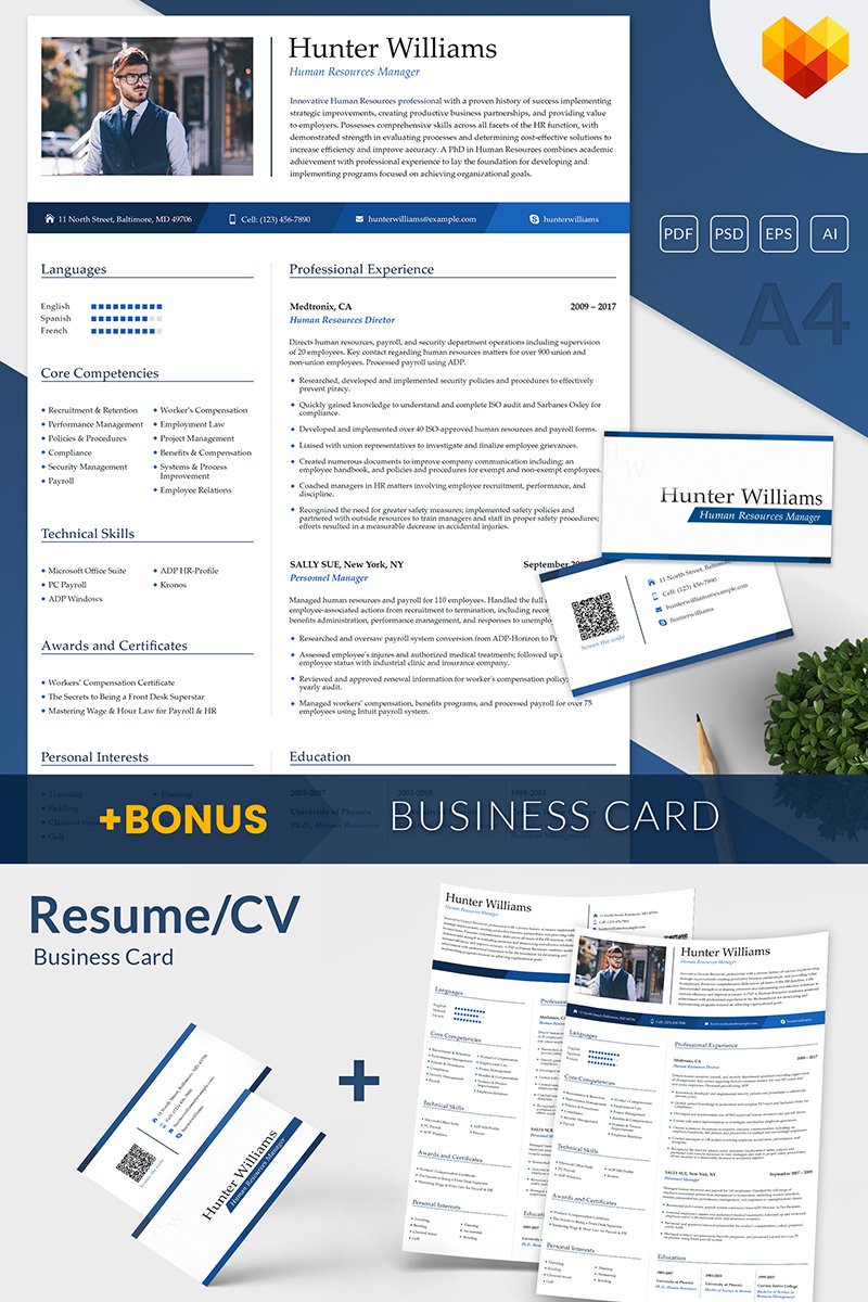Hunter Williams - Human Resources Manager Resume Template TMT Mike Conner