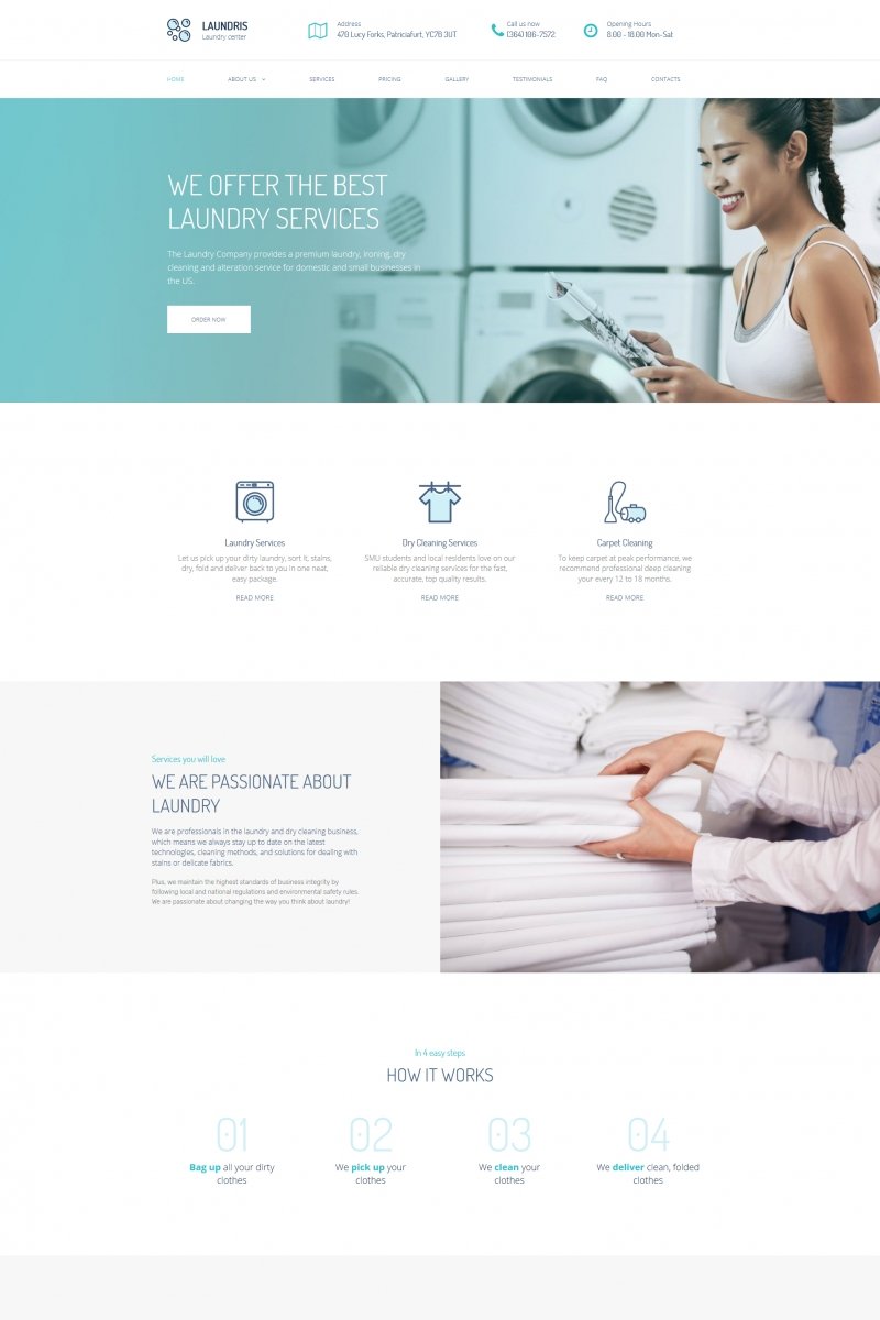 Laundromats, Laundry and Dry Cleaning Premium Moto CMS 3 Template TMT Korbin Makoto