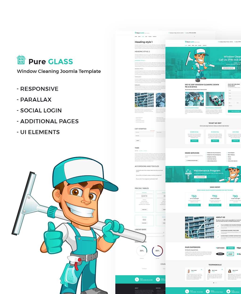 Pure Glass - Window Cleaning Services Joomla Template TMT Truman Jonah