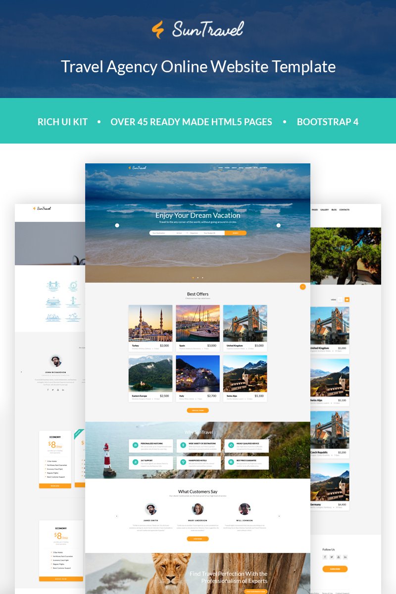 Sun Travel - Travel Agency Online Website Template TMT Cleveland Lester