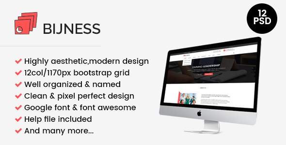 BIJNESS Multipurpose Business PSD Template
           TFx Darryl Guntur