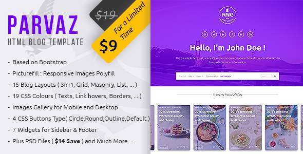Parvaz - Personal Blogging HTML Template
           TFx Preston Ibrahim