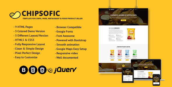 Chipsofic - One Page HTML Template for Chips, Fries, Restaurant and Food Product Seller
           TFx Attila Sylvanus