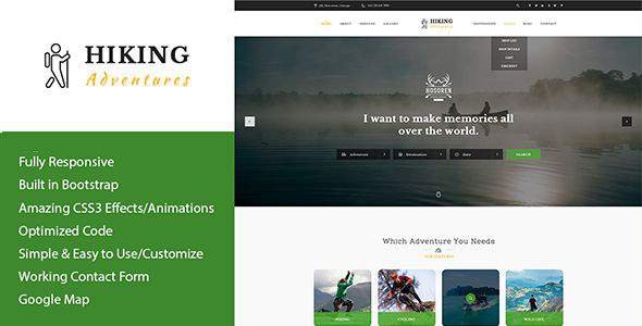 Hiking Adventures - Outdoors & Hiking HTML Template
           TFx Terry Hideaki