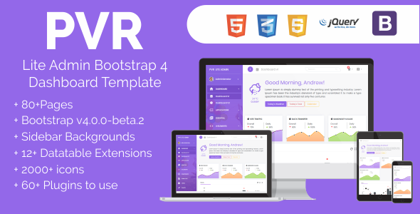 PVR - Lite Admin Bootstrap 4 Dashboard Template
           TFx Vardan Carlisle